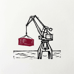Linosnitt: havnekran